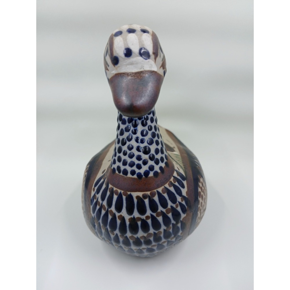 Tonala Mexican Folk Art Pottery Vintage Duck/Bird Hand-Painted Signed